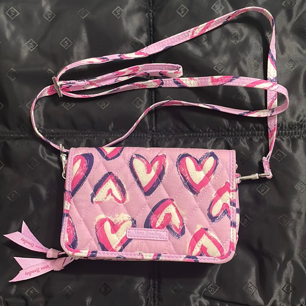 Vera Bradley Pink Hearts Crossbody Wristlet